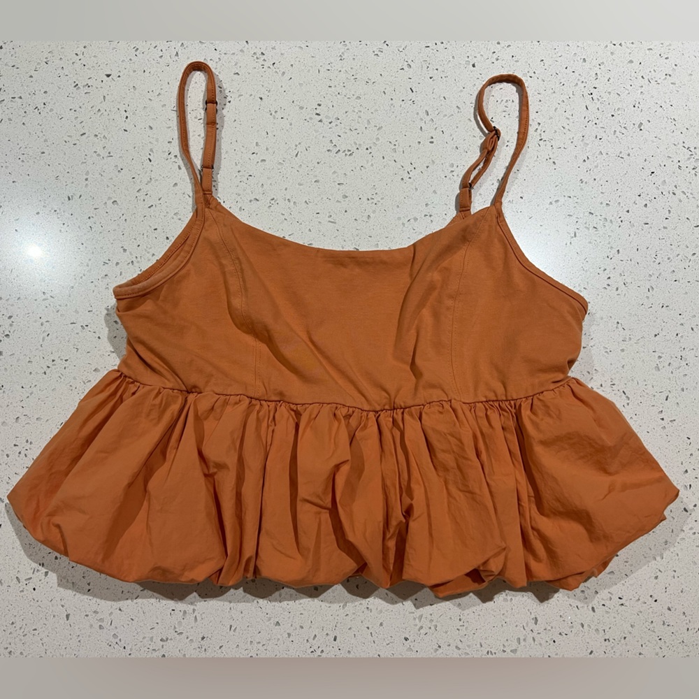 Maeve by Anthropologie orange peplum tank top | MEDIUM